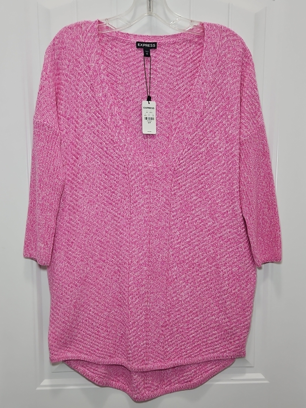 Express Pink Relaxed Fit V-neck Knit Sweater Small Women's New